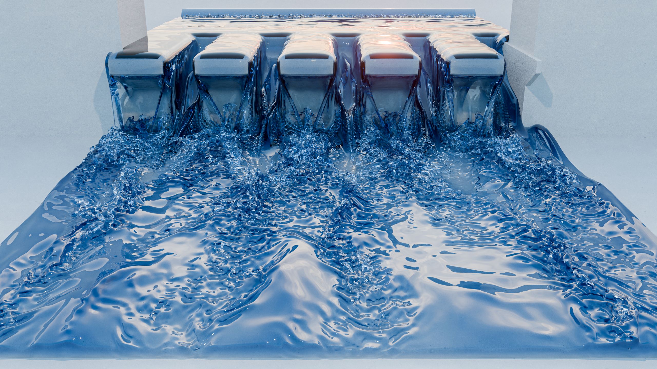 Simulation of the piano key weir, panel 2 of 2