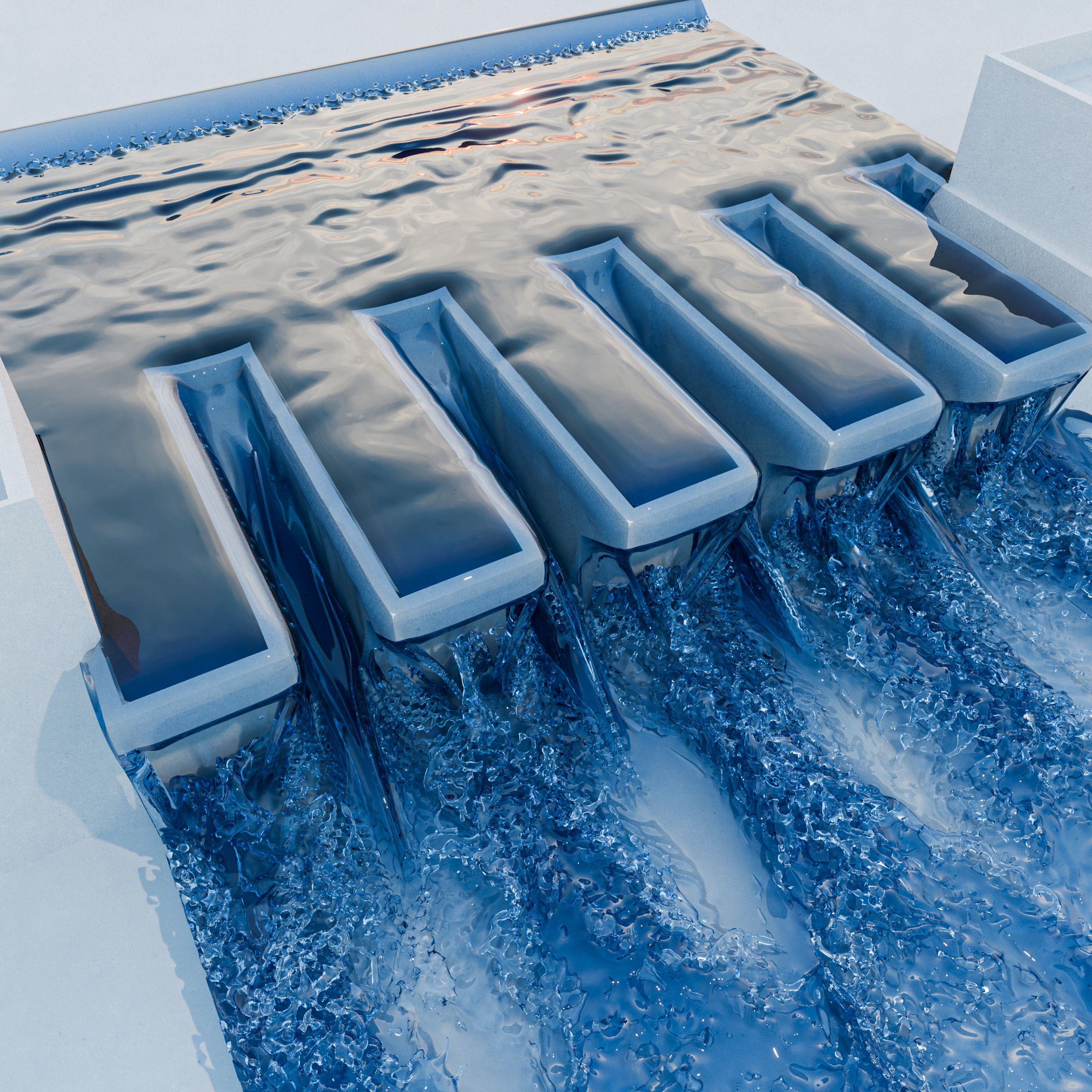 Simulation of the piano key weir, panel 1 of 2